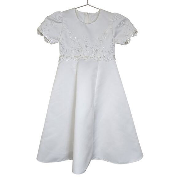 Girls White Flower Girl Wedding Dress - Picture 1 of 4